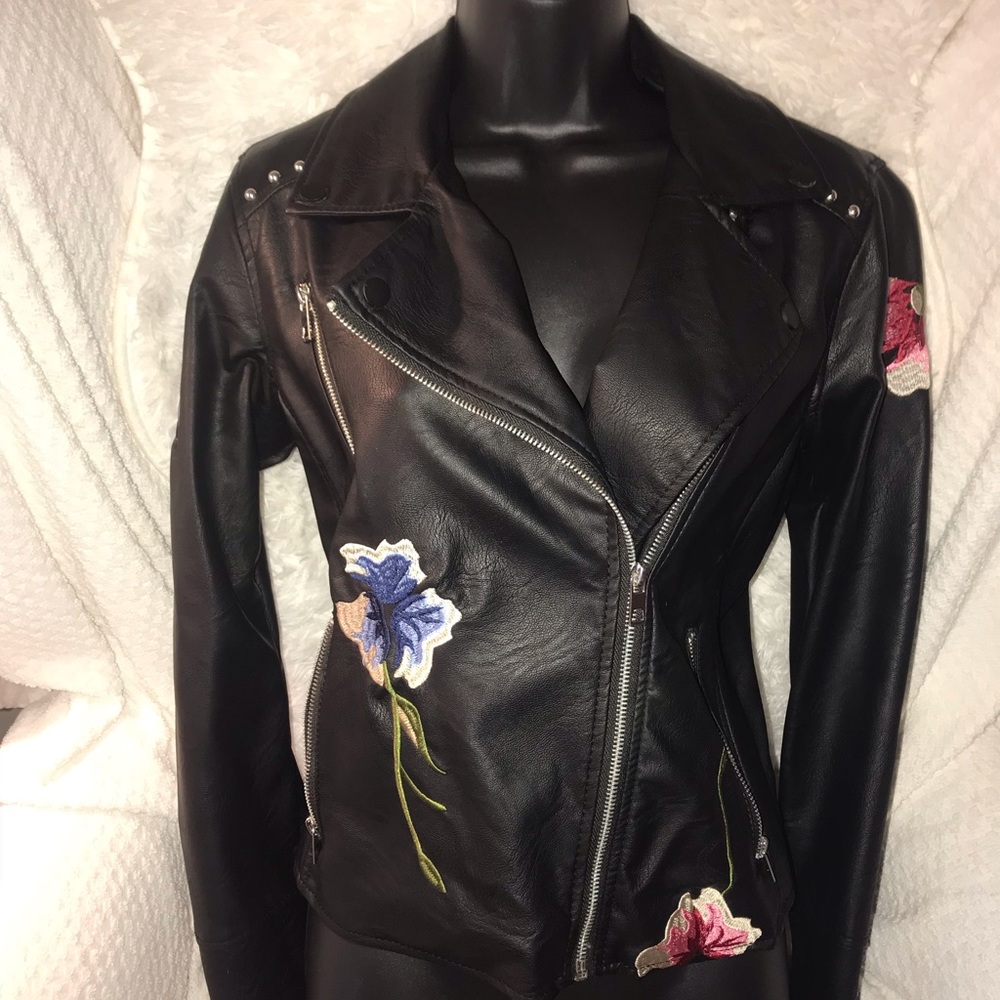 NEW FLORAL EMBROIDERED MOTORCYCLE JACKET